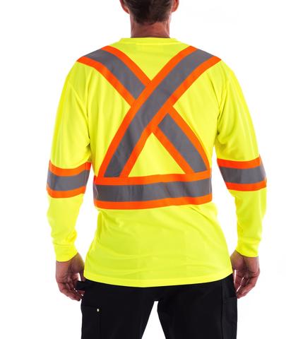 Hi-Vis Long Sleeve Work T-Shirt-Yellow
