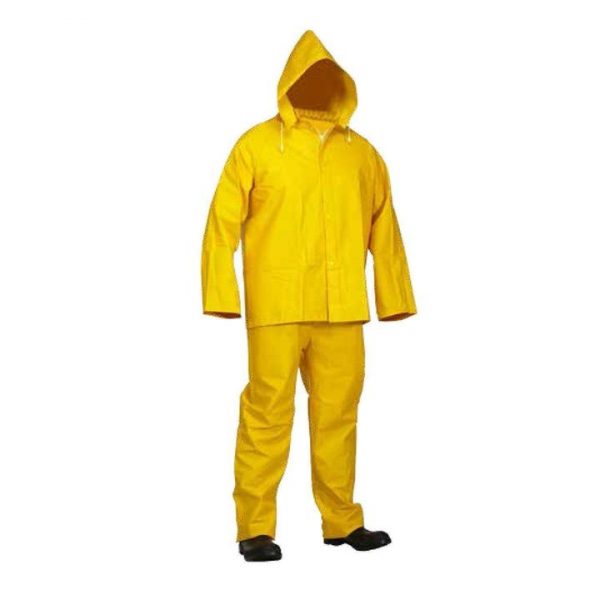 3-Piece Yellow PVC Rainsuit with Fire Resistant Coating